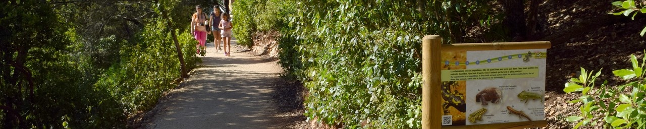 The interpretation trail links the parking lot to the parking area.