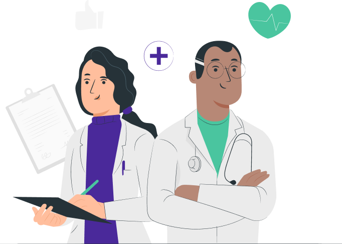 Illustration de deux médecins homme et femme